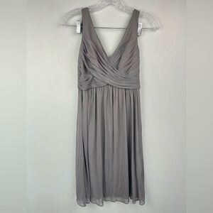 David’s Bridal Short Mesh Bridesmaid Dress with Cowl Back F16007 Mercury Gray 0
